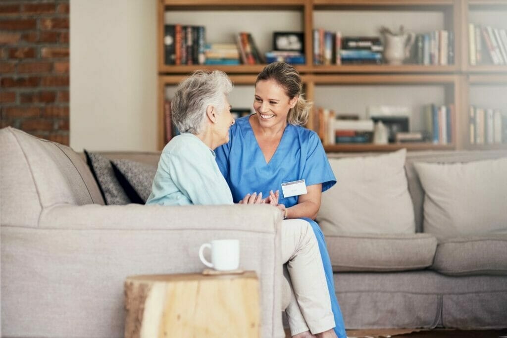 Senior woman with nurse