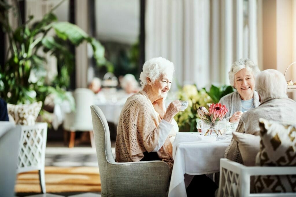 Senior women enjoying retirement living dining options