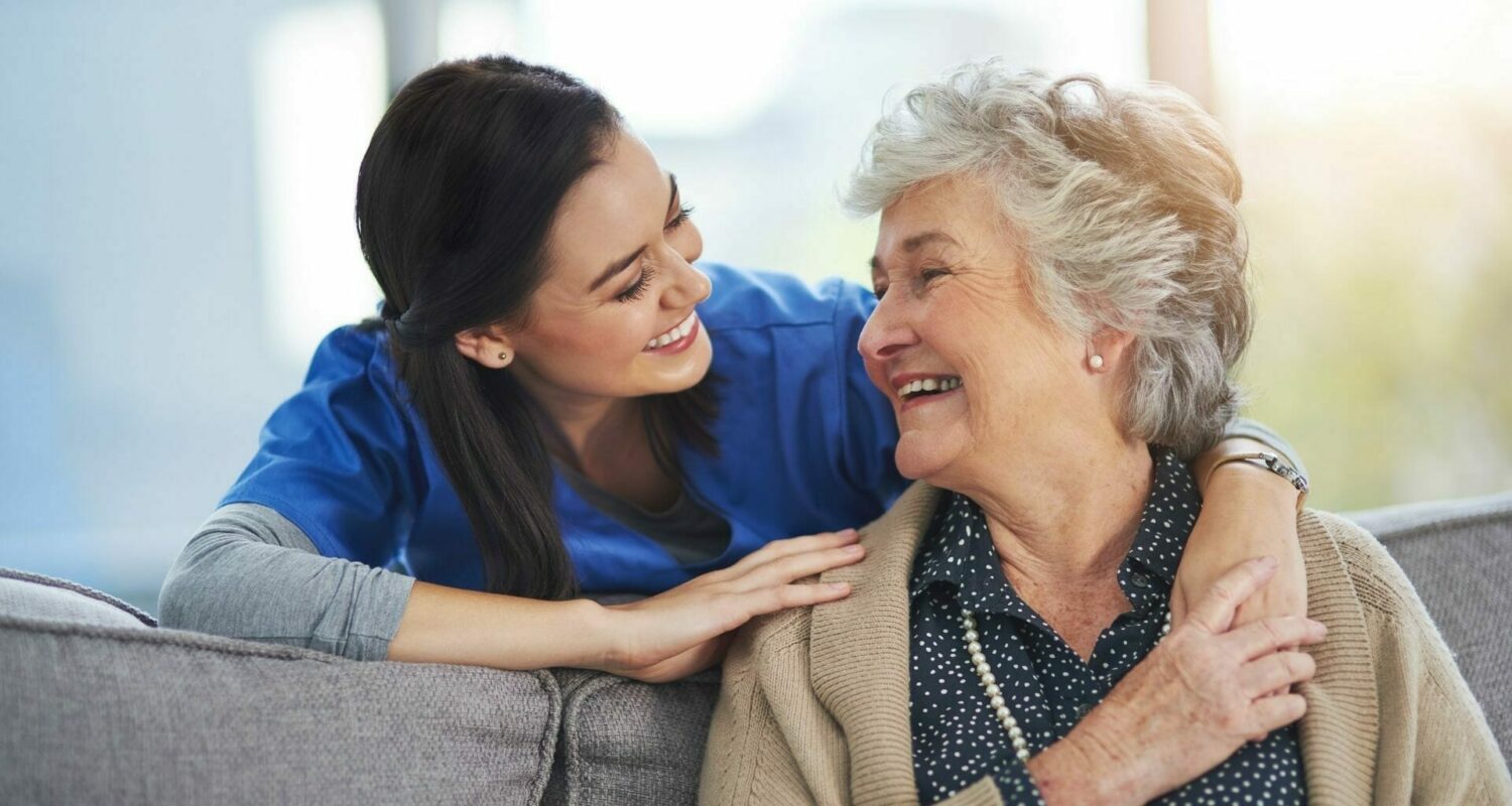 Senior woman with nurse