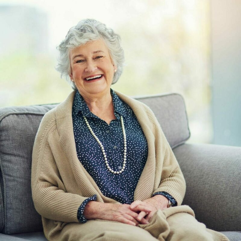 Senior woman content with retirement living